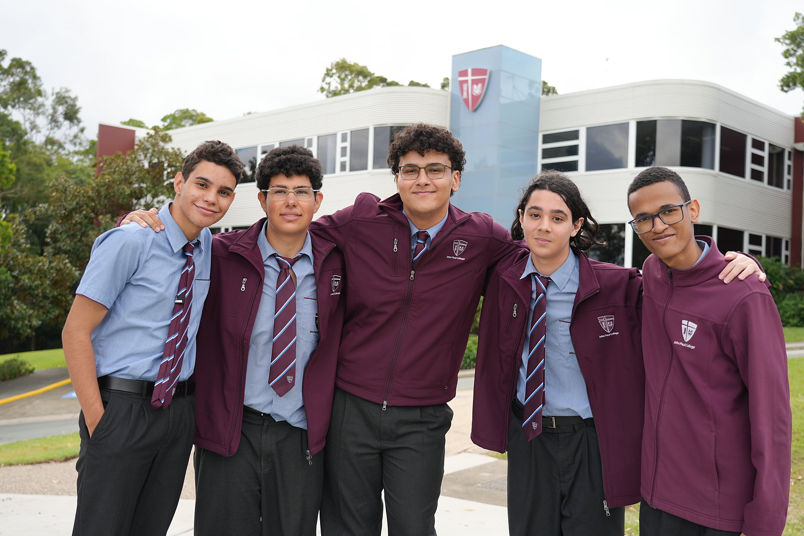 Study Abroad students from Brazil together in front of John Paul College