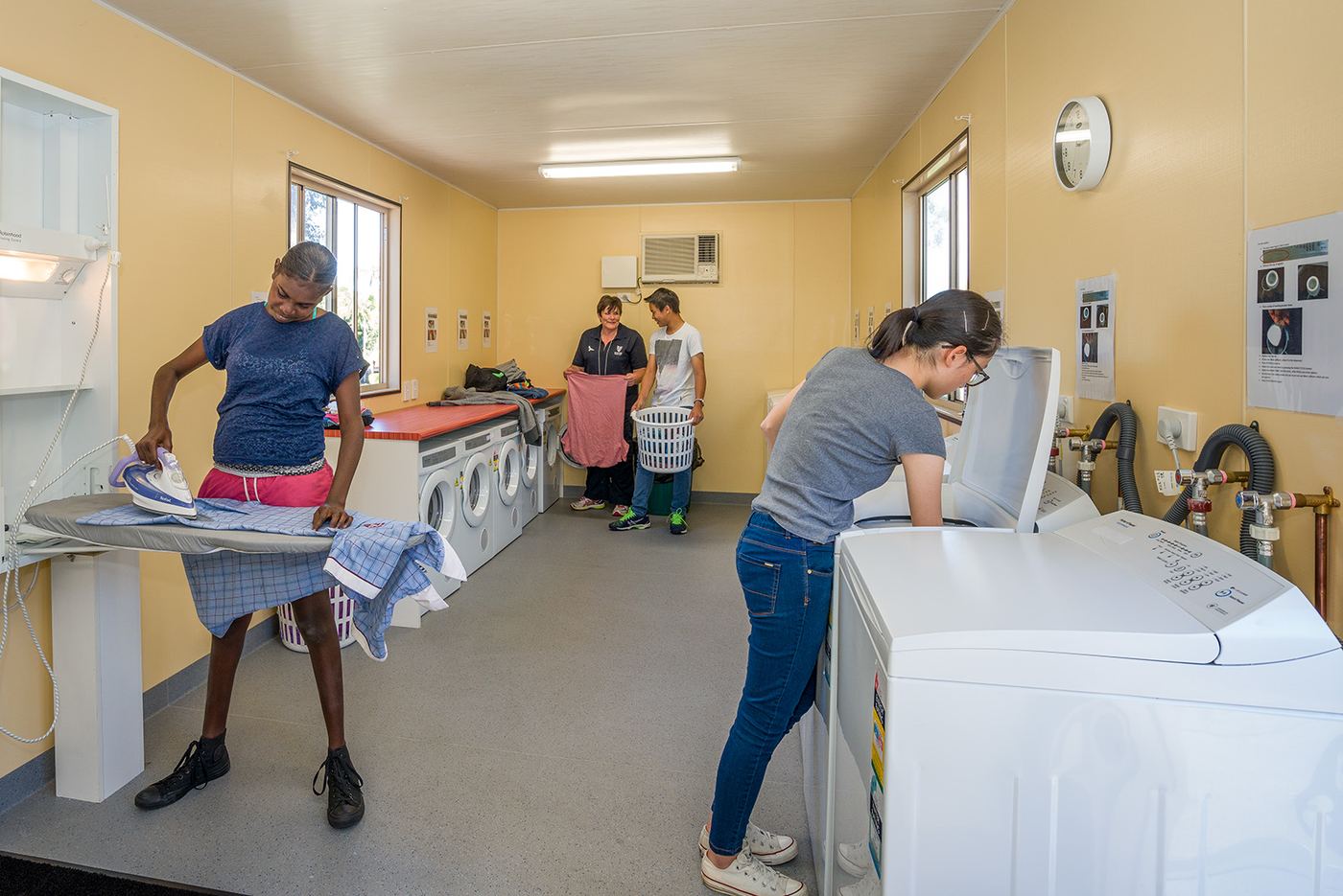Boarders doing their own laundry