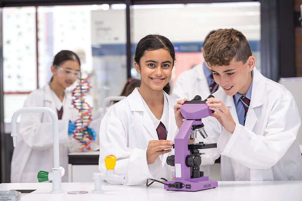 Students working in a science laboratory