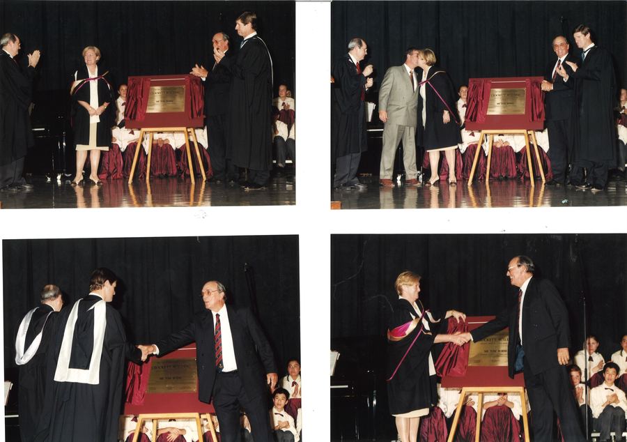 Unveiling the plaque at the official opening of the Crockett Building
