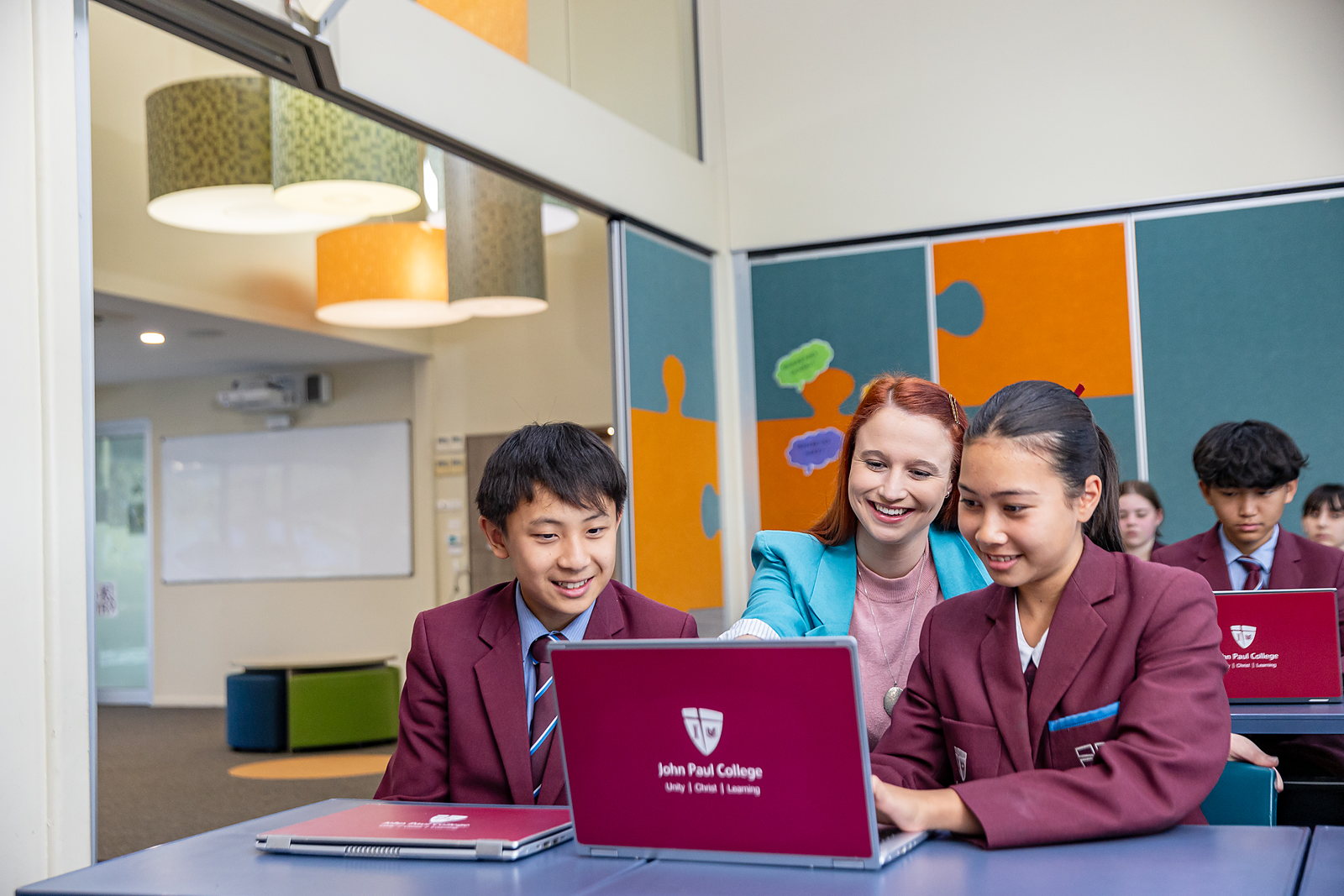 International students taking part in a real class at John Paul College